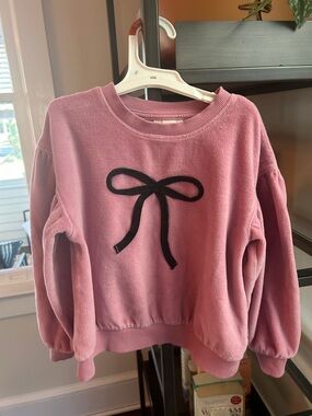 Cat & Jack Pink Velour Pullover with Black Bow